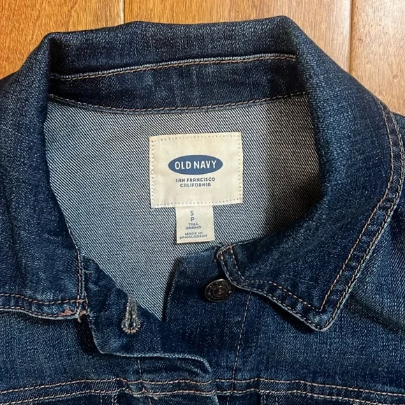 Old Navy Y2K Blue Denim Jean Jacket Size S Tall Coastal Tailored Fit Nautical - Picture 3 of 13